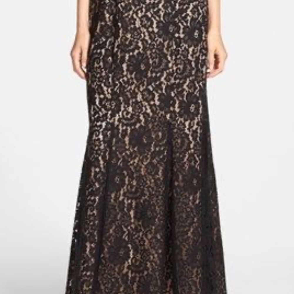 Eliza J Black Lace Maxi Dress with Nude Underlay - Picture 2 of 6